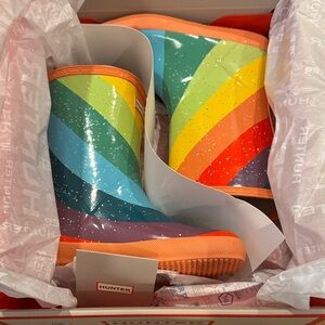 NEW in box Hunter Kids' Rainbow Striped Rain Boots